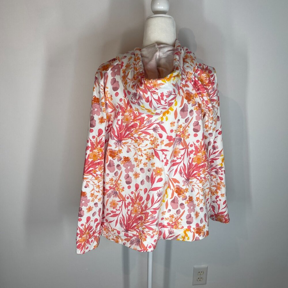 Denim & Company White & Coral Floral Sweatshirt XL - Picture 3 of 4